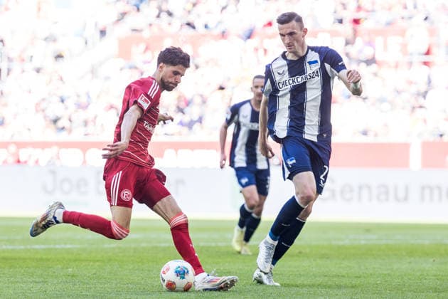 2. Fussball Bundesliga: Fortuna Düsseldorf 1895 - Hertha BSC Berlin; 22.03.2026 Anouar El Azzouzi (Fortuna Düsseldorf, 8) am Ball 2. Fussball Bundesliga, Fortuna Düsseldorf 1895 - Hertha BSC Berlin, Düsseldorf, Merkur Spiel-Arena am 22.03.2026 DFL REGULATIONS PROHIBIT ANY USE OF PHOTOGRAPHS AS IMAGE SEQUENCES AND OR QUASI-VIDEO.