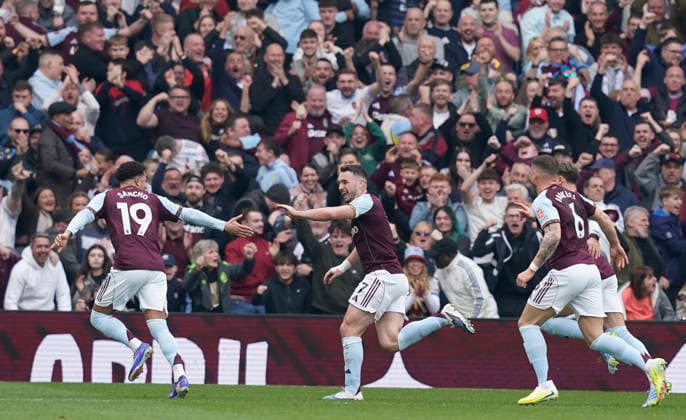 Birmingham, England, 22nd March 2026. John McGinn of Aston Villa celebrates after scoring during the Aston Villa vs West Ham United Premier League match at Villa Park, Birmingham. Picture credit should read: Andrew Yates Sportimage EDITORIAL USE ONLY. No use with unauthorised audio, video, data, fixture lists, club league logos or live services. Online in-match use limited to 120 images, no video emulation. No use in betting, games or single club league player publications. SPI_019_AY_VILLA_WEST_HAM SPI-4635-0019