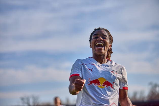Sport Bilder des Tages 22.03.2026, GER, Frauenfußball, BL, 2025 2026, RB Leipzig - SC Freiburg Delice Boboy (17, RB Leipzig), Jubel nach 2:0 Leipzig Trainingszentrum der Roten Bulle Sachsen Deutschland