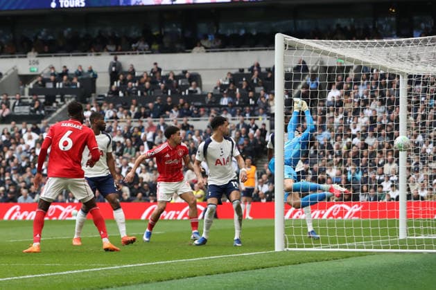22nd March 2026; Tottenham Hotspur Stadium, London, England; Premier League Football, Tottenham Hotspur versus Nottingham Forest; Igor Jesus of Nottingham Forest scores with a header in the 45th+1 minute for 0-1  KatiexChan Content restricted for UK based newspaper