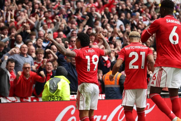 22nd March 2026; Tottenham Hotspur Stadium, London, England; Premier League Football, Tottenham Hotspur versus Nottingham Forest; Igor Jesus of Nottingham Forest celebrates his goal in the 45th+1 minute for 0-1  KatiexChan Content restricted for UK based newspaper