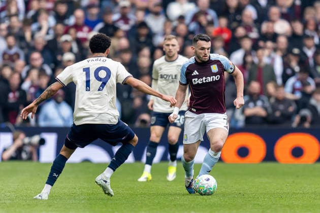 Aston Villa v West Ham United, Premier League Aston Villa midfielder John McGinn (7) on ball during the Premier League match between Aston Villa and West Ham United at Villa Park, Birmingham, UK on 22 March 2026. Birmingham Villa Park West Midlands UK Editorial use only DataCo restrictions apply See www.football-dataco.com , Copyright: xManjitxNarotrax PSI-23950-0022