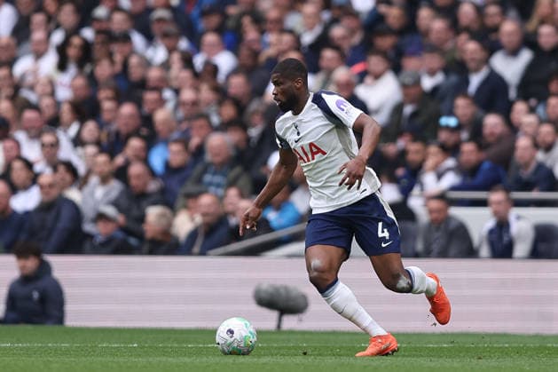 22nd March 2026; Tottenham Hotspur Stadium, London, England; Premier League Football, Tottenham Hotspur versus Nottingham Forest; Kevin Danso of Tottenham Hotspur on the ball  KatiexChan Content restricted for UK based newspaper