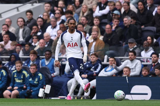 22nd March 2026; Tottenham Hotspur Stadium, London, England; Premier League Football, Tottenham Hotspur versus Nottingham Forest; Djed Spence of Tottenham Hotspur  KatiexChan Content restricted for UK based newspaper