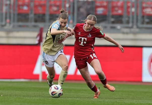 22.03.2026 - Fussball - Saison 2025 2026 - 1. Frauen - Fussball - Bundesliga - 21. Spieltag: 1. FC Nürnberg FCN ( Club ) - 1. FC Köln - Sportfoto Zink DaMa - xdaxmax - Nastassja Lein (24, 1. FC Nürnberg FCN ) Carlotta Imping (14, 1. FC Köln )