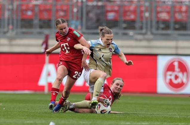 Sport Bilder des Tages 22.03.2026 - Fussball - Saison 2025 2026 - 1. Frauen - Fussball - Bundesliga - 21. Spieltag: 1. FC Nürnberg FCN ( Club ) - 1. FC Köln - Sportfoto Zink DaMa - xdaxmax - Laura Donhauser (25, 1. FC Köln ) Nastassja Lein (24, 1. FC Nürnberg FCN ) Carlotta Imping (14, 1. FC Köln )