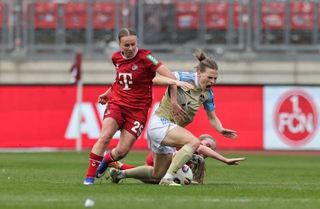 22.03.2026 - Fussball - Saison 2025 2026 - 1. Frauen - Fussball - Bundesliga - 21. Spieltag: 1. FC Nürnberg FCN ( Club ) - 1. FC Köln - Sportfoto Zink DaMa - xdaxmax - Laura Donhauser (25, 1. FC Köln ) Nastassja Lein (24, 1. FC Nürnberg FCN ) Carlotta Imping (14, 1. FC Köln )