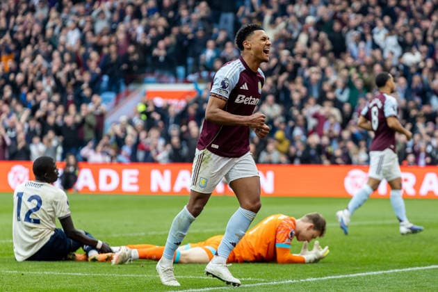 Aston Villa v West Ham United, Premier League GOAL scores 2-0 Aston Villa forward Ollie Watkins (11) scores and celebrates during the Premier League match between Aston Villa and West Ham United at Villa Park, Birmingham, UK on 22 March 2026. Birmingham Villa Park West Midlands UK Editorial use only DataCo restrictions apply See www.football-dataco.com , Copyright: xManjitxNarotrax PSI-23950-0041