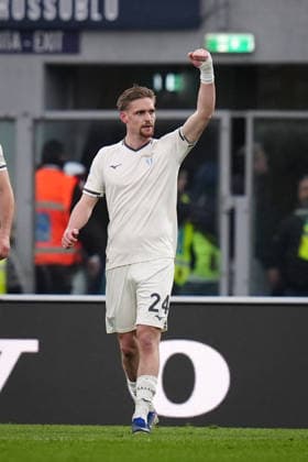 LazioÕs Kenneth Taylor celebrates after scoring the 0-1 goal for his team during the Serie A soccer match between Bologna and Lazio at the Renato DallÕAra Stadium in Bologna, north Italy - Sunday, March 22, 2026 -  Copyright: xMassimoxPaolone LaPressex