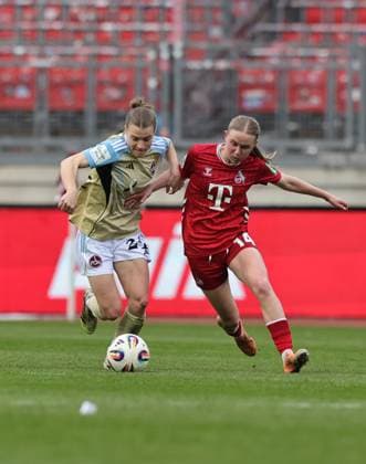 22.03.2026 - Fussball - Saison 2025 2026 - 1. Frauen - Fussball - Bundesliga - 21. Spieltag: 1. FC Nürnberg FCN ( Club ) - 1. FC Köln - Sportfoto Zink DaMa - xdaxmax - Nastassja Lein (24, 1. FC Nürnberg FCN ) Carlotta Imping (14, 1. FC Köln )