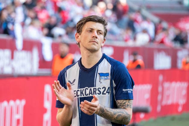 Deutschland: 2.Bundesliga 2025 26 Fortuna Düsseldorf vs Hertha BSC, 27. Spieltag - 22.03.2026 - MERKUR SPIEL-ARENA (Düsseldorf): Gesichtsausdruck, Emotionen Dawid Kownacki (Hertha BSC,9)