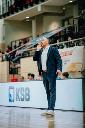 BB-1BL Damen Syntainics MBC Lions - TK Hannover Luchse Timur Topal (GISA Lions MBC) waehrend der Saison 2025-2026 in der DBBL Toyota Bundesliga Syntainics MBC Lions und TK Hannover Luchse in der SWH Arena am 22. March 2026 in Halle Saale, Sachsen Anhalt, Deutschland