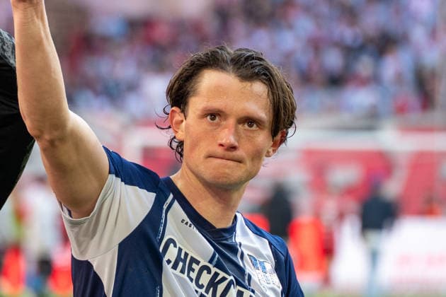 Deutschland: 2.Bundesliga 2025 26 Fortuna Düsseldorf vs Hertha BSC, 27. Spieltag - 22.03.2026 - MERKUR SPIEL-ARENA (Düsseldorf): Jubel, Begeisterung, Freude, Emotion Fabian Reese (Hertha BSC,11)