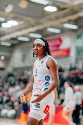 BB-1BL Damen Syntainics MBC Lions - TK Hannover Luchse Lashae Dwyer (TK Hannover Luchse) waehrend der Saison 2025-2026 in der DBBL Toyota Bundesliga Syntainics MBC Lions und TK Hannover Luchse in der SWH Arena am 22. March 2026 in Halle Saale, Sachsen Anhalt, Deutschland