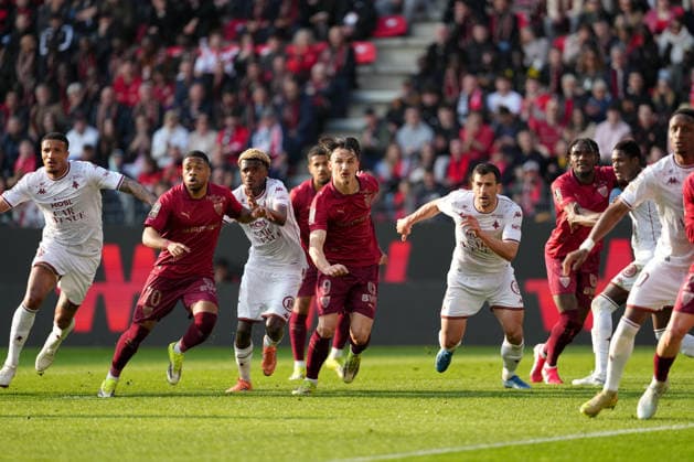 Stade Rennais FC v FC Metz - Ligue 1 McDonald s 2025 2026 70 Arnaud NORDIN (srfc) - 12 Alpha Amadou TOURE (fcm) - 09 Esteban LEPAUL (srfc) - 02 Maxime COLIN (fcm) during the Ligue 1 McDonald s match between Rennes and Metz at Roazhon Park on March 22, 2026 in Rennes, France. Rennes France  Copyright: xFEPx 776348336