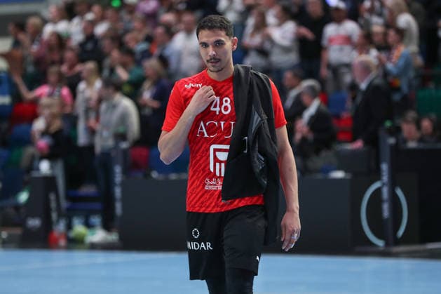 22.03.2026, xgox, Handball, EM-Qualifikation, Deutschland - Aegypten emspor v.l. Mohab Saied (Aegypten, 48) enttaeuscht, schaut enttaeuscht, niedergeschlagen, disappointed Bremen