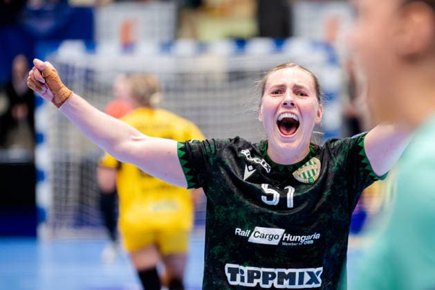 Hamm, 22.03.2026, Handball, Damen, EHF Champions League, Play-offs, 2025 2026: BVB Borussia Dortmund FTC Rail-Cargo Hungaria Vilde Ingstad (FTC Rail-Cargo Hungaria, 51) jubelt nach einem Treffer Hamm Westpress Arena NRW Germany