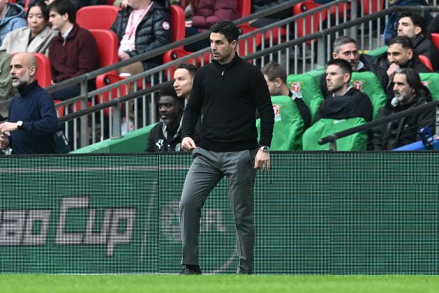 Arsenal v Manchester City, EFL Cup, Cup Final Arsenal manager Mikel Arteta during the EFL Cup match between Arsenal and Manchester City at Wembley Stadium, London, UK on 22 March 2026. London Wembley Stadium Greater London UK Editorial use only DataCo restrictions apply See www.football-dataco.com , Copyright: xGrahamxHuntx PSI-23937-0042
