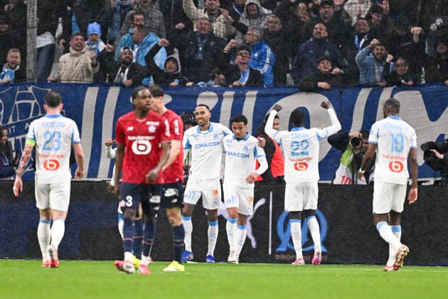 Olympique de Marseille v Lille OSC - Ligue 1 McDonald s 2025 2026 97 Pierre-Emerick AUBAMEYANG (om) - 11 Ethan NWANERI (om) during the Ligue 1 McDonald s match between Marseille and Lille at Stade Velodrome on March 22, 2026 in Marseille, France. Marseille France  Copyright: xFEPx 776348334