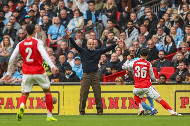 Carabao Cup Final Arsenal v Manchester City Pep Guardiola manager of Manchester City reacts during the Carabao Cup Final match Arsenal vs Manchester City at Emirates, London, United Kingdom on 22 March 2026 (Photo by Alfie Cosgrove News Images) London Emirates Greater London United Kingdom Copyright: xAlfiexCosgrove NewsxImagesx
