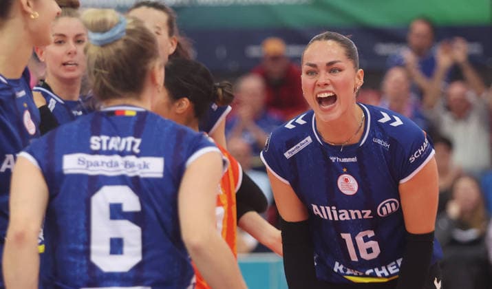 Stuttgart , Bundesliga Volleyball Viertelfinale Spiel 1 , Allianz MTV Stuttgart vs. Schwarz-Weiß Erfurt , Mikala Mogensen ( Stgt )