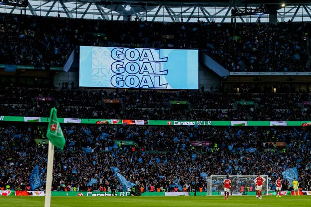 Carabao Cup Final Arsenal v Manchester City Nico O Reilly of Manchester City celebrates his goal to make it 0-1 during the Carabao Cup Final match Arsenal vs Manchester City at Emirates, London, United Kingdom on 22 March 2026 (Photo by Alfie Cosgrove News Images) London Emirates Greater London United Kingdom Copyright: xAlfiexCosgrove NewsxImagesx