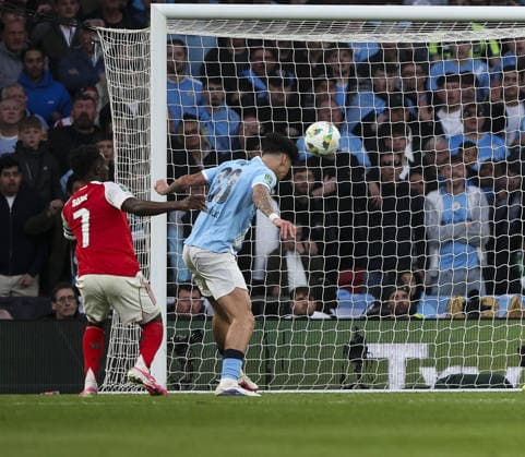 Manchester City v Arsenal, EFL Cup Final 22.03.26 Manchester City v Arsenal, EFL Cup Final Bradley Ormesher The Times Nico O Reilly of Manchester City scoring his teams 2nd goal  Copyright: xBradleyxOrmesherx NINTCHDBPICT001068733699