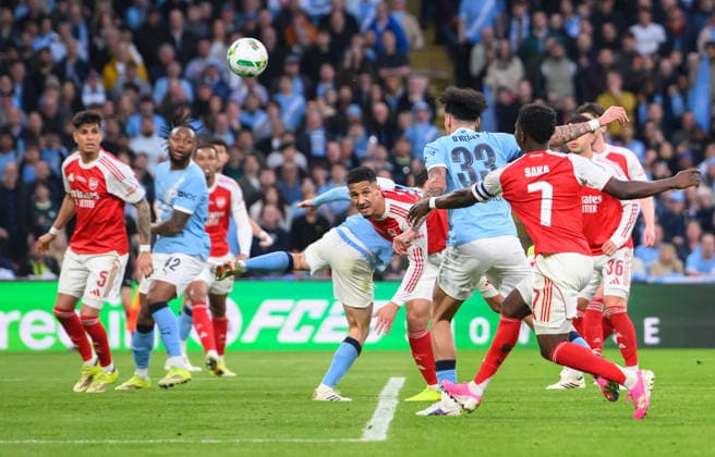22 March 2026 - Arsenal v Manchester City - Carabao Cup Final - Wembley. Arsenal v Manchester City - Carabao Cup Final - Wembley. Nico O Reilly scores the second goal for Manchesrer City. Picture : Mark Pain London England  Copyright: xMarkxPainx