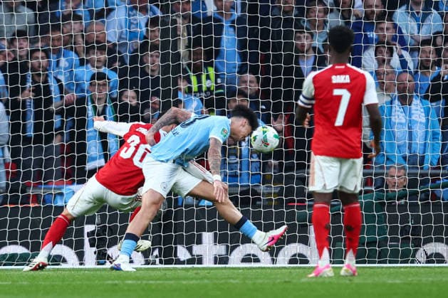 English Football League Cup Final: Arsenal v Manchester City LONDON, UK - 22nd March 2026: Nico O™Reilly of Manchester City scores his side s first goal during the Carabao Cup Final match between Arsenal FC and Manchester City FC at Wembley Stadium London Wembley Stadium England United Kingdom Copyright: xCraigxMercerx xPeakxActionxPhotosx