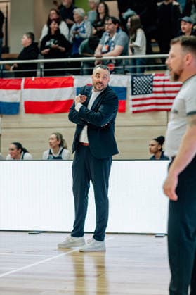 BB-1BL Damen Syntainics MBC Lions - TK Hannover Luchse Timur Topal (GISA Lions MBC) waehrend der Saison 2025-2026 in der DBBL Toyota Bundesliga Syntainics MBC Lions und TK Hannover Luchse in der SWH Arena am 22. March 2026 in Halle Saale, Sachsen Anhalt, Deutschland
