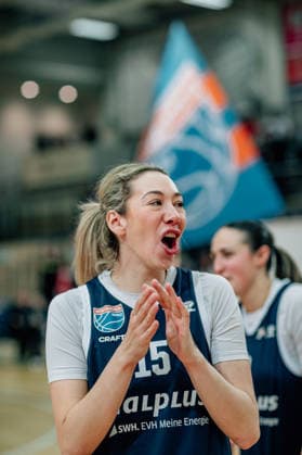 BB-1BL Damen Syntainics MBC Lions - TK Hannover Luchse Sona Svetlikova (GISA Lions MBC) waehrend der Saison 2025-2026 in der DBBL Toyota Bundesliga Syntainics MBC Lions und TK Hannover Luchse in der SWH Arena am 22. March 2026 in Halle Saale, Sachsen Anhalt, Deutschland