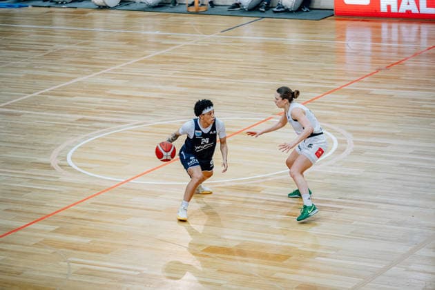BB-1BL Damen Syntainics MBC Lions - TK Hannover Luchse Liz Smith (GISA Lions MBC) waehrend der Saison 2025-2026 in der DBBL Toyota Bundesliga Syntainics MBC Lions und TK Hannover Luchse in der SWH Arena am 22. March 2026 in Halle Saale, Sachsen Anhalt, Deutschland