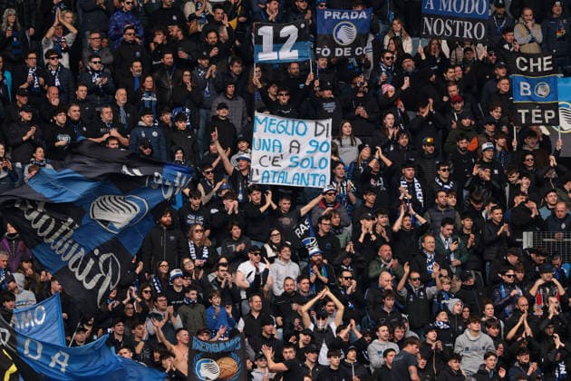 Bergamo, Italy, 22nd March 2026. Atalanta BC fans display a banner during the Atalanta vs Hellas Verona Serie A match at Gewiss Stadium, Bergamo. Picture credit should read: Jonathan Moscrop Sportimage EDITORIAL USE ONLY. No use with unauthorised audio, video, data, fixture lists, club league logos or live services. Online in-match use limited to 120 images, no video emulation. No use in betting, games or single club league player publications. SPI_058_JM_ATALANTA_HELLAS SPI-4621-0058