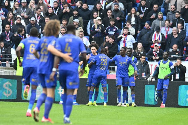 Football : Olympique Lyonnais v AS Monaco - French ligue 1- 22 03 2026 Maghnes AKLIOUECHE of Monaco scoring goal during the French ligue 1 match between Olympique Lyonnais and AS Monaco at Groupama Stadium Decines Charpieu Lyon on March 22, 2026 , France LYONFrance  Copyright: xMouradxAllilix