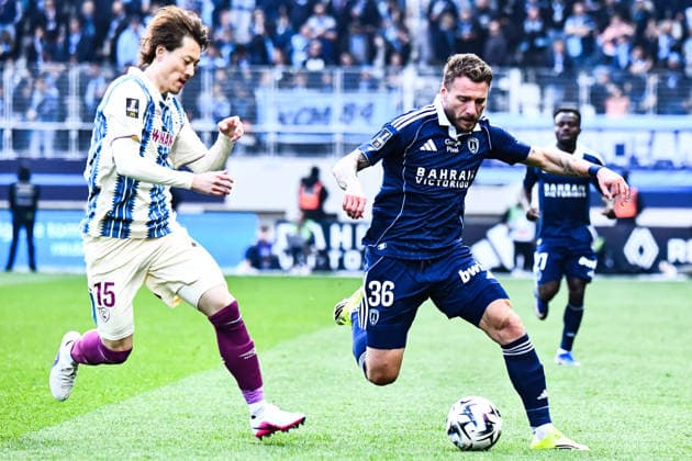 FOOTBALL : Paris FC vs Le Havre AC - Ligue 1 - JournÃ e 27 - 22 03 2026 Ciro Immobile (Paris FC) Ayumu Seko (AC Le Havre) ParisFrance  Copyright: xBaptistexAutissierx