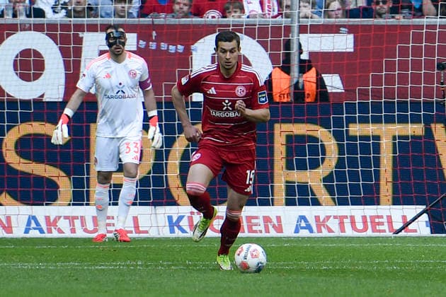 Tim Oberdorf (Duesseldorf 15) Aktion . Einzelbild . Freisteller . 22.03.2026 ¢ Fussball ¢ Fortuna Duesseldorf vs Hertha BSC, Merkur Spiel-Arena, Duesseldorf, DFB DFL REGULATIONS PROHIBIT ANY USE OF PHOTOGRAPHS AS IMAGE SEQUENCES AND OR QUASI-VIDE