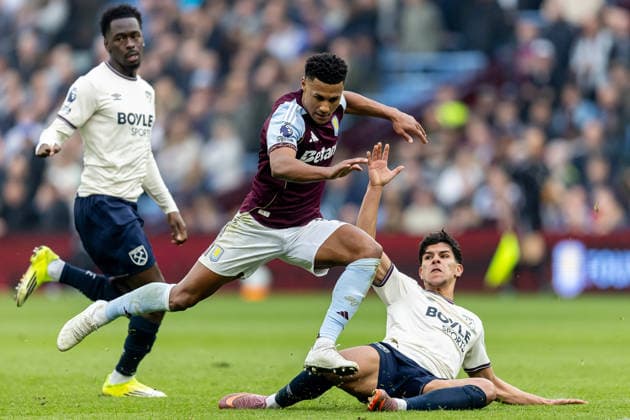 Aston Villa v West Ham United, Premier League Aston Villa forward Ollie Watkins (11) fouled and falls during the Premier League match between Aston Villa and West Ham United at Villa Park, Birmingham, UK on 22 March 2026. Birmingham Villa Park West Midlands UK Editorial use only DataCo restrictions apply See www.football-dataco.com , Copyright: xManjitxNarotrax PSI-23950-0094