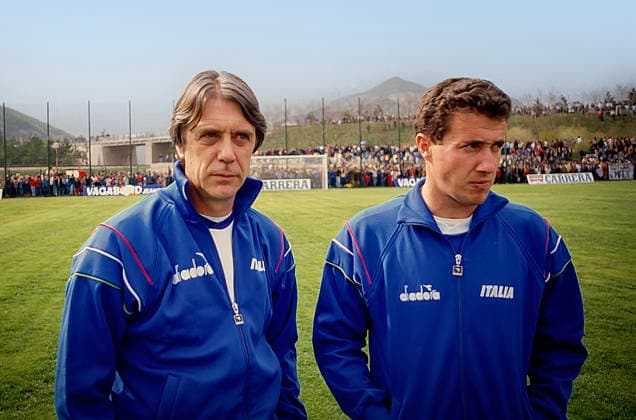 Italian national football team before the World Cup in Mexico ROCCARASO, ITALY - MAY 08: Cesare Maldini, Franco Tancredi, during training in the retreat of the Italian national football team before the World Cup in Mexico on May 8, 1986 in Roccaraso, Italy. Roccaraso Abruzzo Italy Copyright: xStefanoxMontesix