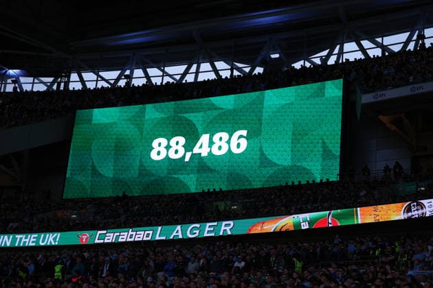 22nd March 2026; Wembley Stadium, London, England; Carabao Cup Final Football, Arsenal versus Manchester City; Official attendance of 88,486  JPxFletcher Content restricted for UK based newspaper