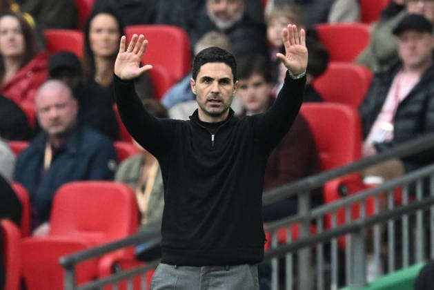 Arsenal v Manchester City, EFL Cup, Cup Final Arsenal manager Mikel Arteta gestures during the EFL Cup match between Arsenal and Manchester City at Wembley Stadium, London, UK on 22 March 2026. London Wembley Stadium Greater London UK Editorial use only DataCo restrictions apply See www.football-dataco.com , Copyright: xGrahamxHuntx PSI-23937-0274