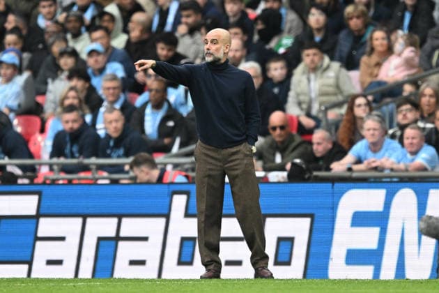 Arsenal v Manchester City, EFL Cup, Cup Final Manchester City manager Pep Guardiola gestures during the EFL Cup match between Arsenal and Manchester City at Wembley Stadium, London, UK on 22 March 2026. London Wembley Stadium Greater London UK Editorial use only DataCo restrictions apply See www.football-dataco.com , Copyright: xGrahamxHuntx PSI-23937-0279