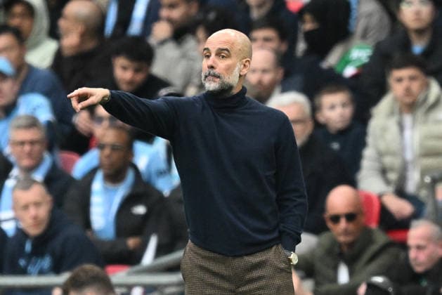 Arsenal v Manchester City, EFL Cup, Cup Final Manchester City manager Pep Guardiola gestures during the EFL Cup match between Arsenal and Manchester City at Wembley Stadium, London, UK on 22 March 2026. London Wembley Stadium Greater London UK Editorial use only DataCo restrictions apply See www.football-dataco.com , Copyright: xGrahamxHuntx PSI-23937-0280
