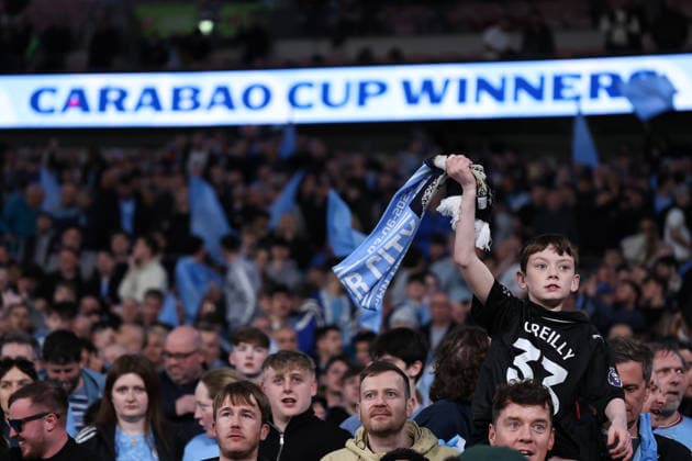 Carabao Cup Final 22 March 2026, London - Carabao Cup Final - Arsenal v Manchester City - Manchester City fans - Photo: Jacques Feeney Offside. London UK Copyright: xJacquesxFeeneyx xOffsidexOffside