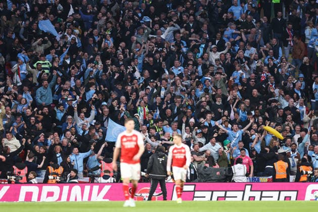 Carabao Cup Final 22 March 2026, London - Carabao Cup Final - Arsenal v Manchester City - Manchester City fans celebrate their second goal - Photo: Jacques Feeney Offside. London UK Copyright: xJacquesxFeeneyx xOffsidexOffside