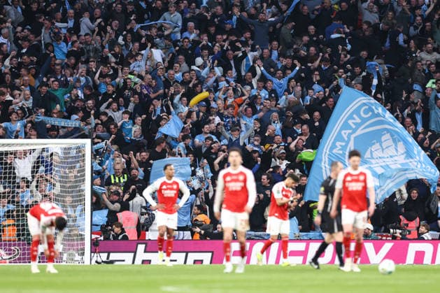 Carabao Cup Final 22 March 2026, London - Carabao Cup Final - Arsenal v Manchester City - Manchester City fans celebrate their second goal - Photo: Jacques Feeney Offside. London UK Copyright: xJacquesxFeeneyx xOffsidexOffside