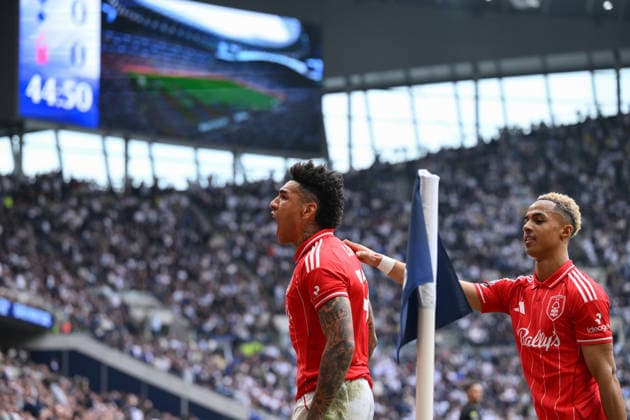 Tottenham Hotspur v Nottingham Forest - Premier League Igor Jesus of Nottingham Forest celebrates after scoring a goal to make it 0-1 during the Premier League match between Tottenham Hotspur and Nottingham Forest at the Tottenham Hotspur Stadium in London on March 22, 2026. London Greater London United Kingdom  Copyright: xMIxNewsx originalFilename:fletcher-tottenha260322_npIRD.jpg