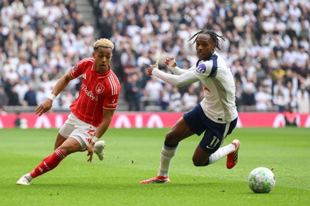 Tottenham Hotspur v Nottingham Forest - Premier League Omari Hutchinson of Nottingham Forest and Mathys Tel of Tottenham Hotspur during the Premier League match between Tottenham Hotspur and Nottingham Forest at the Tottenham Hotspur Stadium in London, on March 22, 2026. London Greater London United Kingdom  Copyright: xMIxNewsx originalFilename:fletcher-tottenha260322_npl5S.jpg