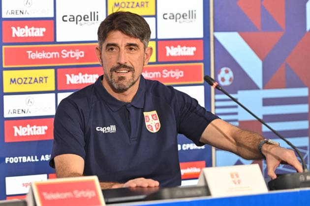 SERBIA FOOTBALL TEAM VELJKO PAUNOVIC coach of Serbian football team during press conference, PK, Pressekonferenz , sports center FSS, Stara Pazova 23.03.2026 Foto: FOOTBALL, SERBIA FOOTBALL TEAM, PRESS CONFERENCE Stara Pazova Sports center Stara Pazova Serbia Copyright: xMarkoxMetlas xMNxPressx