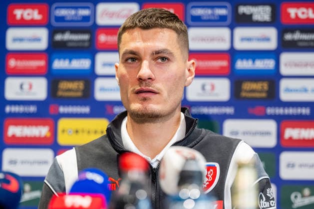 Sport Bilder des Tages Forward Patrik Schick speaks at a press conference, PK, Pressekonferenz of the Czech national football team before the World Cup playoffs, in Prague, Czech Republic, on March 23, 2026. (CTKxPhoto OndrejxDeml) CTKPhotoP2026032304029  CTKPhotoP2026032304029