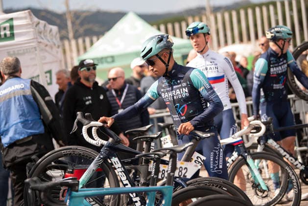 March 23, 2026, Sant Feliu De Guixols, Girona, Spain: Sant Feliu De Guixols. Lenny Martinez at the Team presentation of the Volta Catalunya 2026 cycling race Sant Feliu De Guixols Spain - ZUMAm214 20260323_zip_m214_015 Copyright: xMatteoxSeccix
